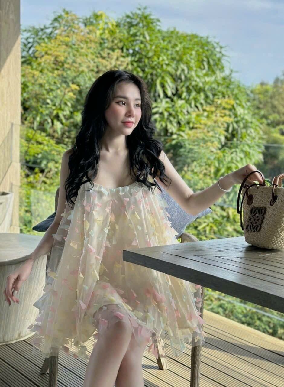 Đầm 2s baby doll đính bướm 7 màu