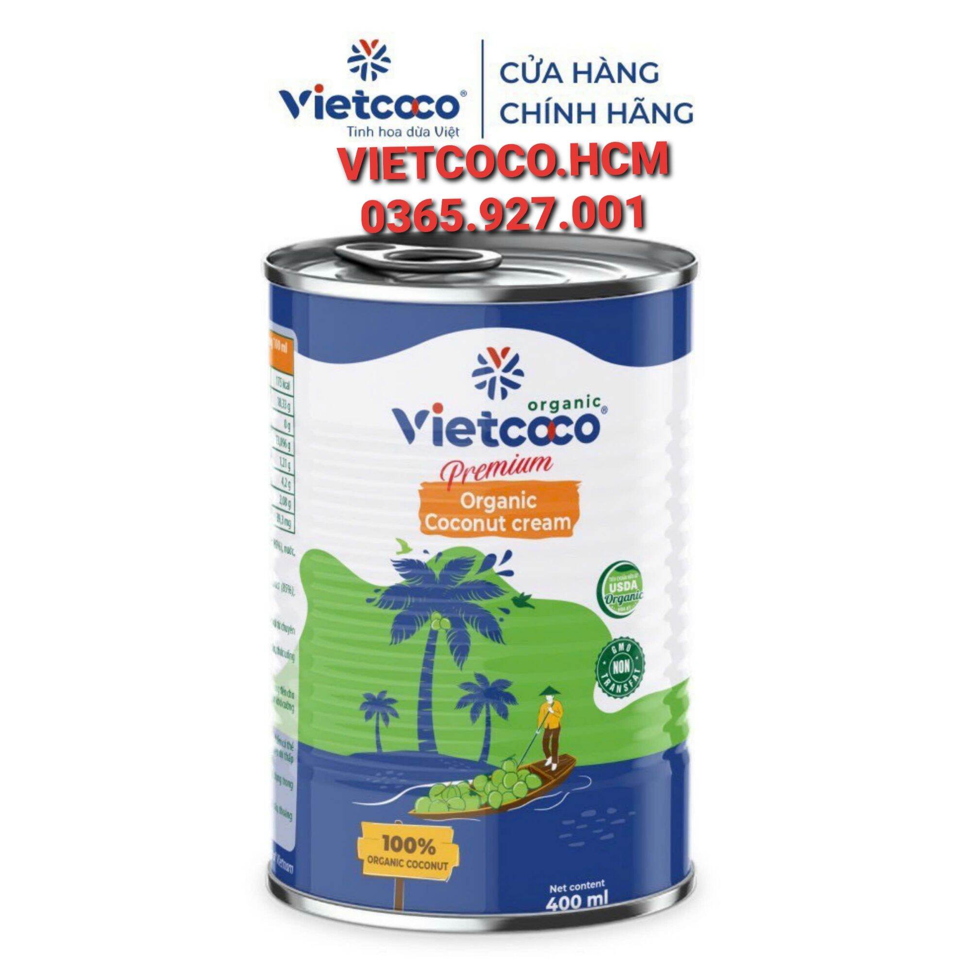1 Lon nước cốt dừa tươi organic vietcoco, Date mới