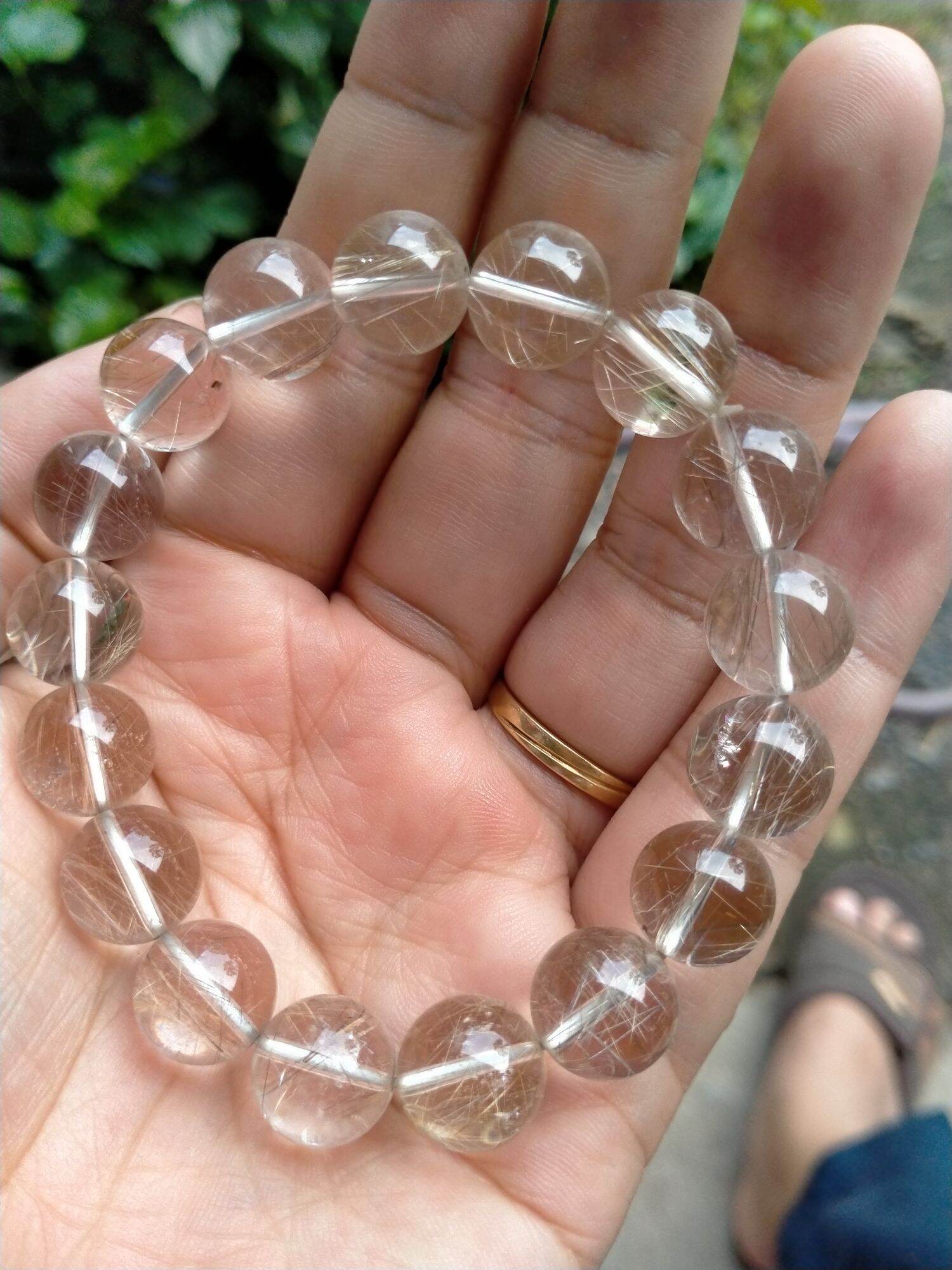 Vòng tay thạch anh tóc bạch kim