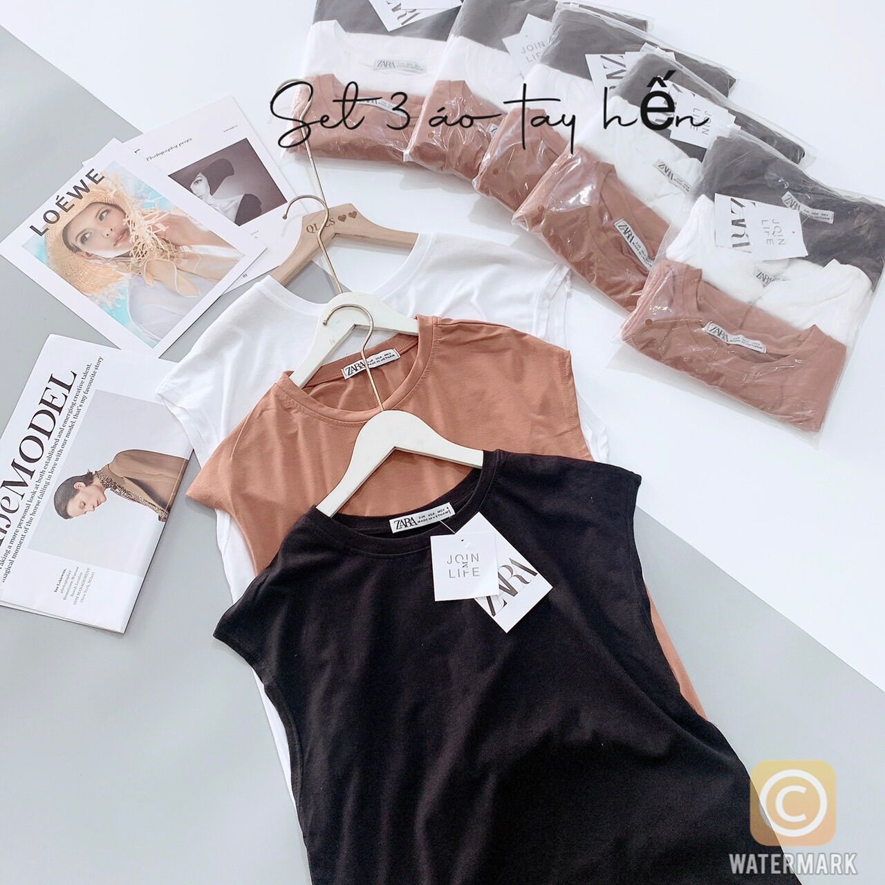 Set 3 áo phông tay hến cho nữ