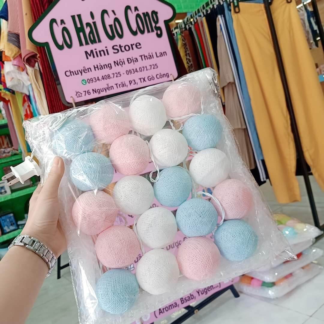 ĐÈN MÂY COTTON THÁI LAN - DÂY 20 BÓNG