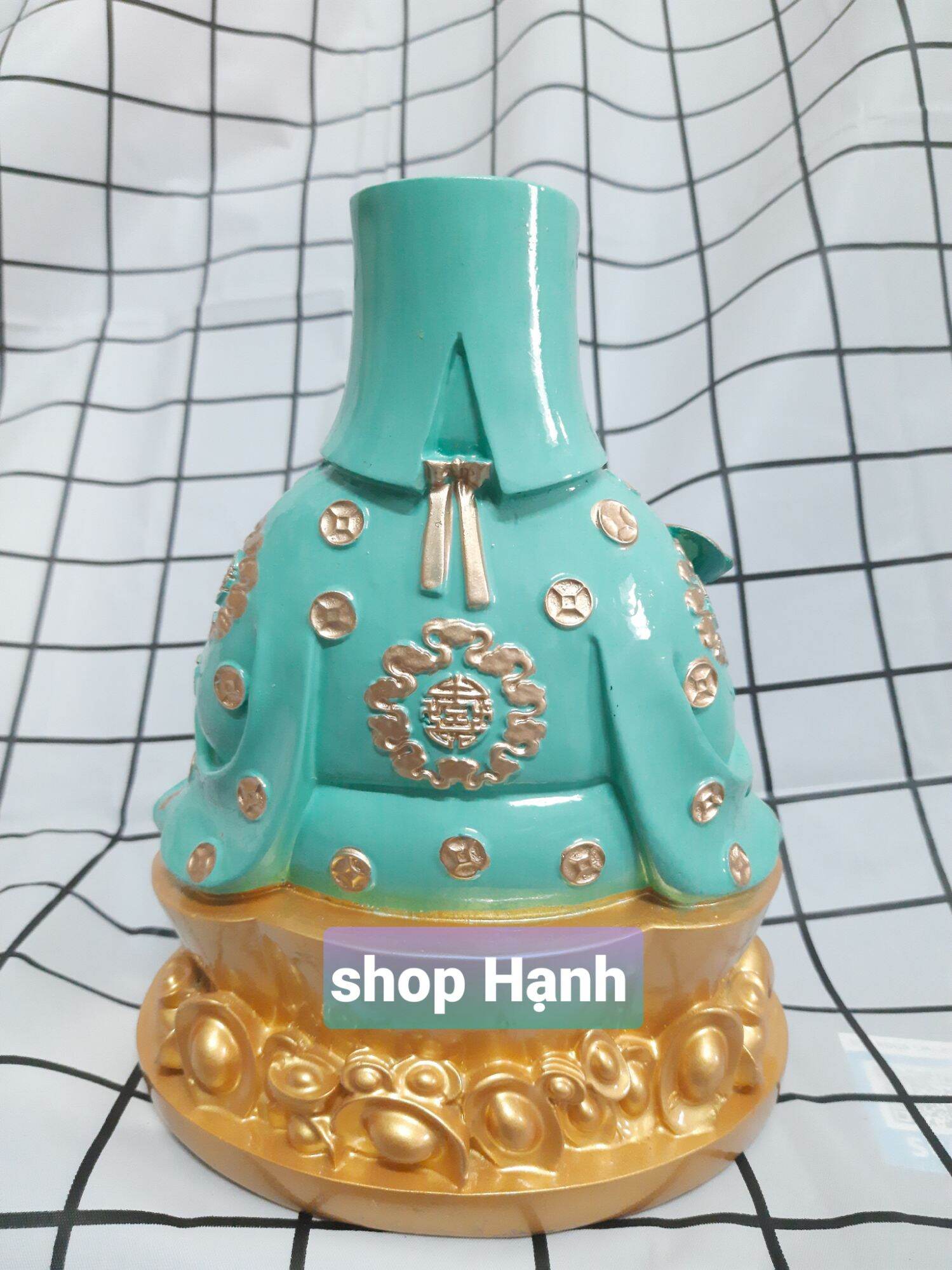 Ông Địa Thần Tài đế tròn xanh