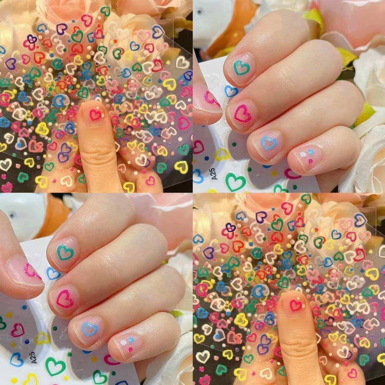 Set 10 vỉ sticker dán móng dễ thương cho bé, sticker dán trang trí móng
