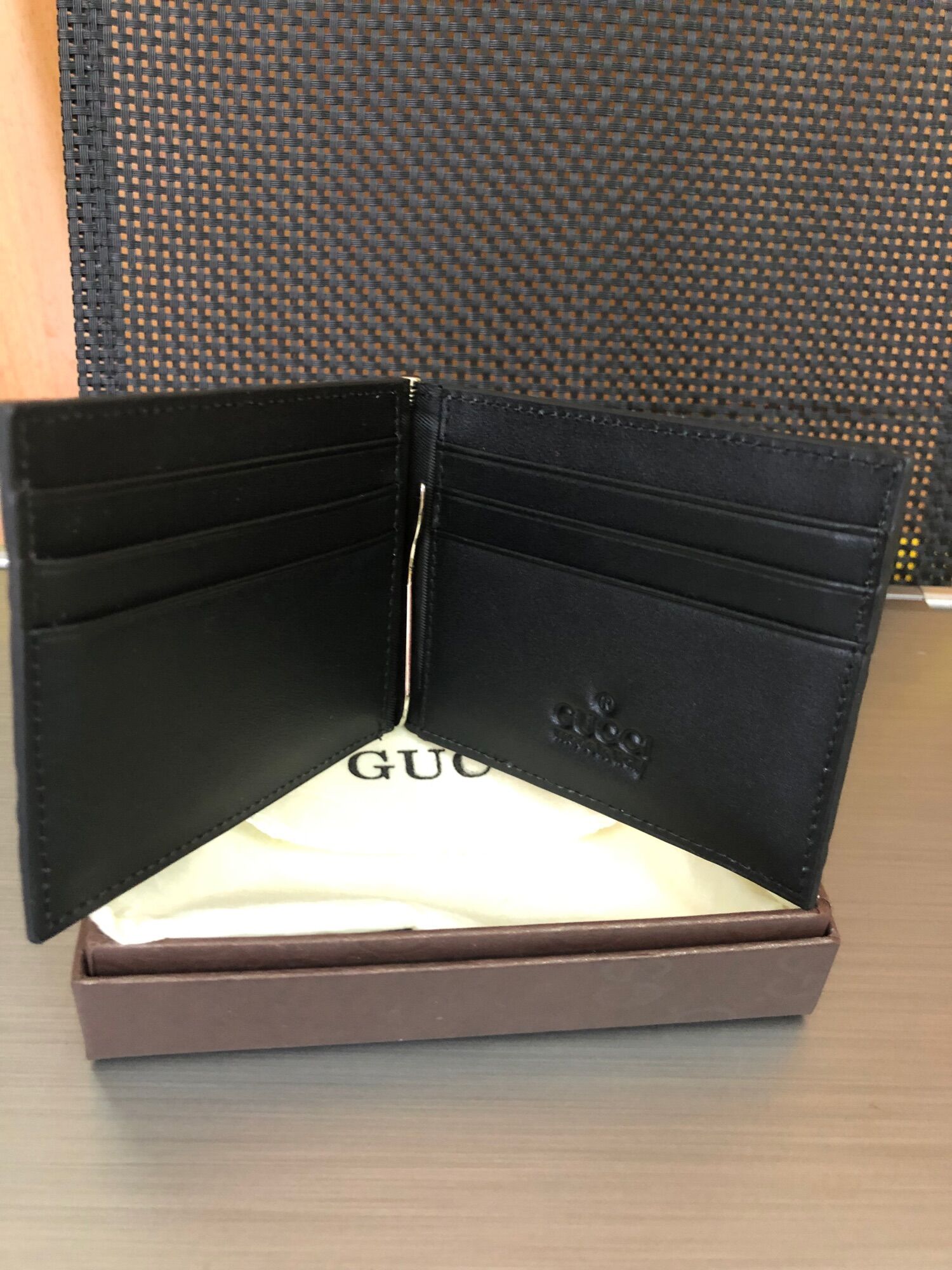 Ví kẹp tiền + để thẻ gc da thật
