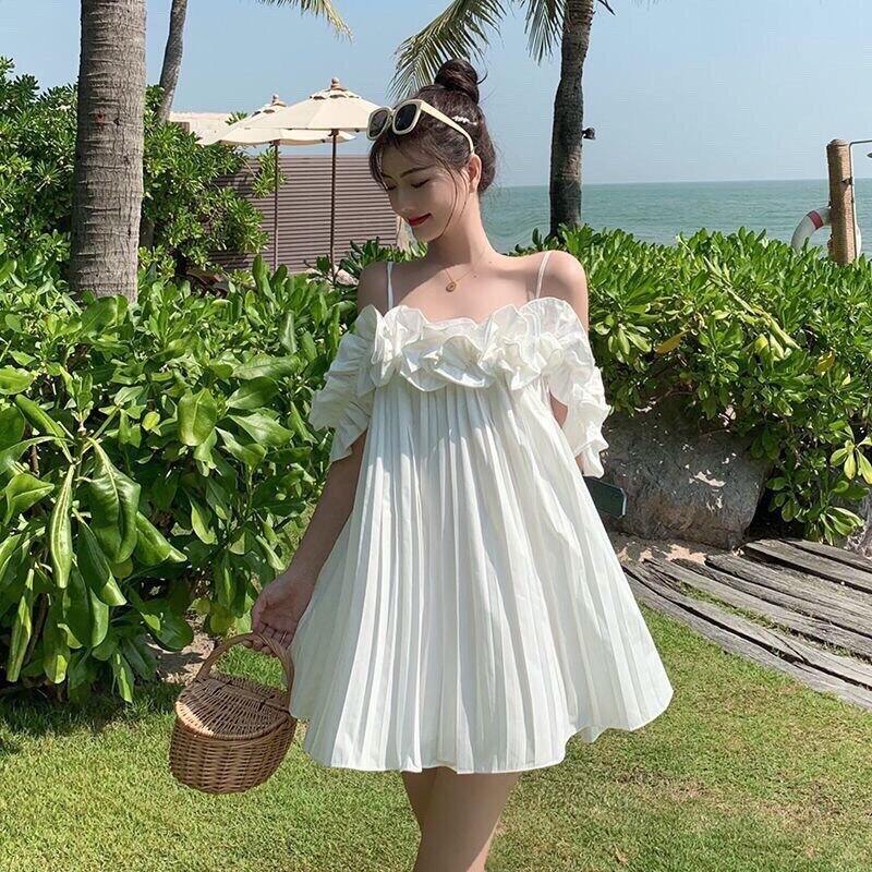 Đầm nữ hai dây dập ly tiểu thư