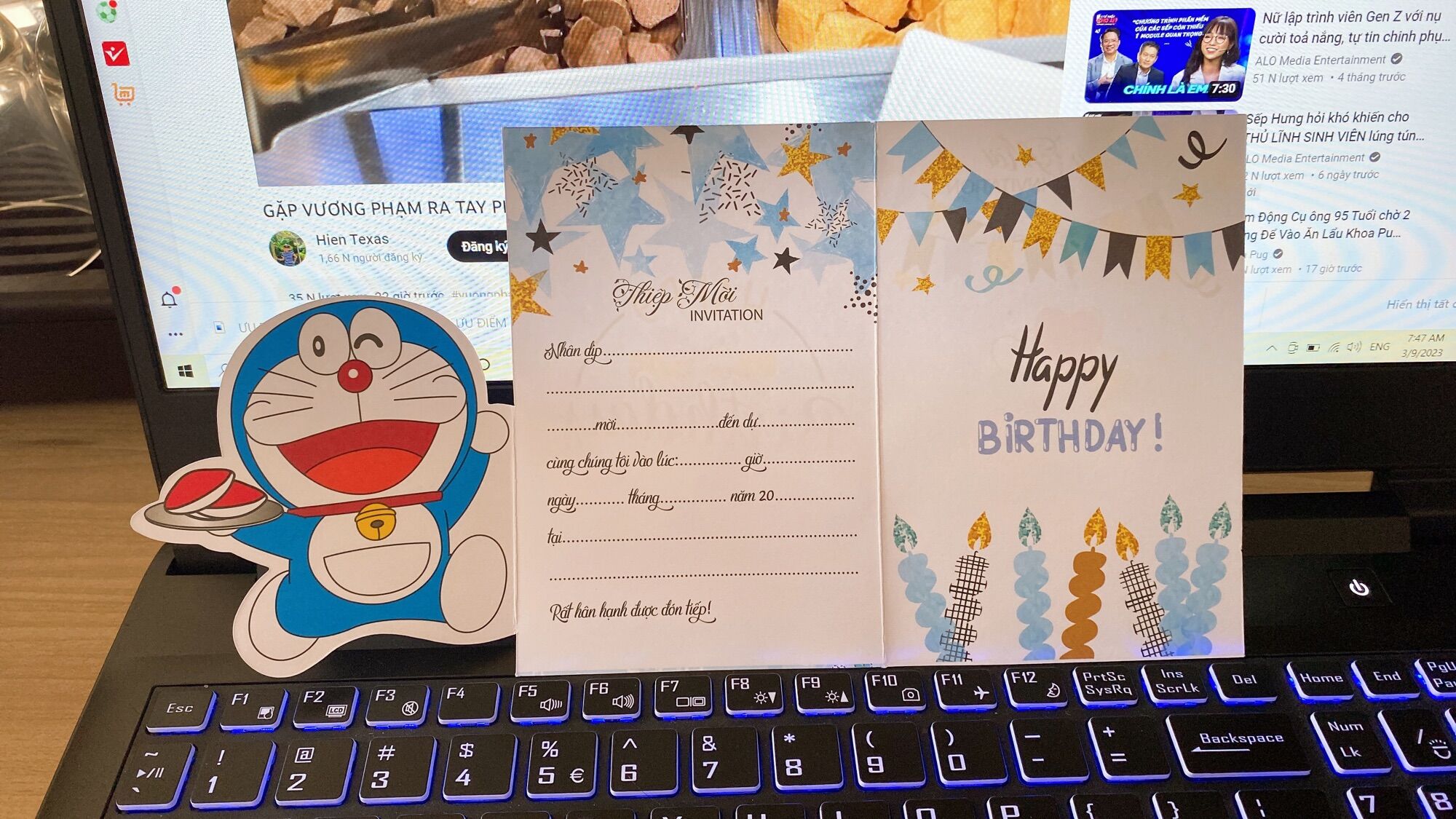 Thiệp mời sinh nhật Doraemon ATV