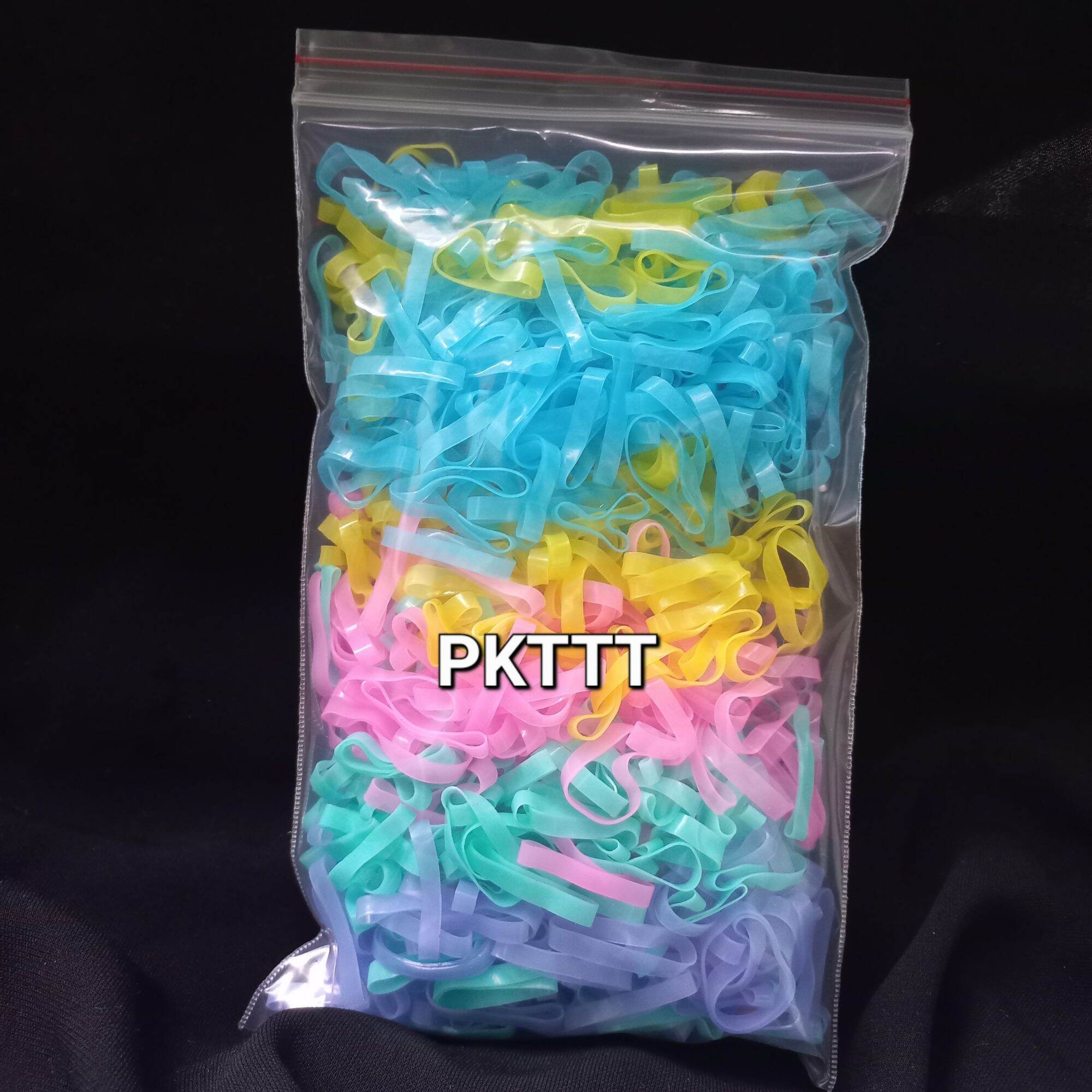 Túi 100g Thun cột tóc màu Thái siêu xinh (Cở trung/cở to)