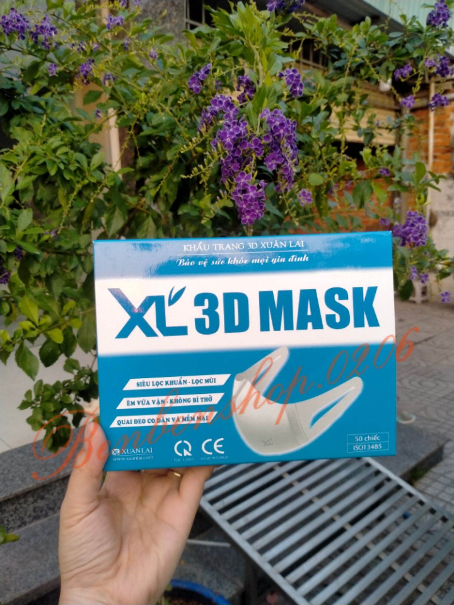 Khẩu trang 3D chuẩn hàng Xuân Lai hộp 50 cái/ Khẩu trang 3d trắng XL