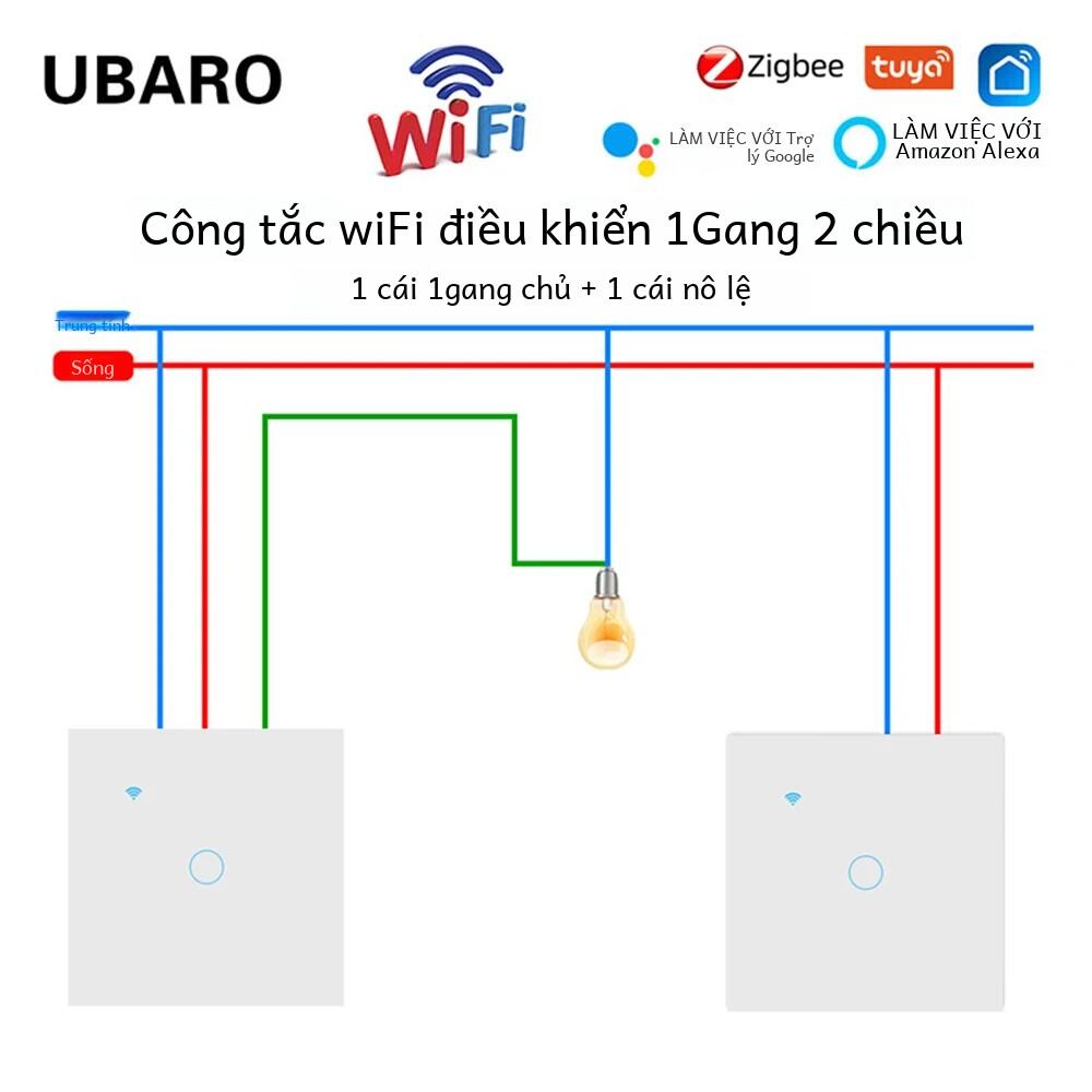 Ubaro Eu Tuya Wifi Cầu Thang Công Tắc Cảm Ứng Kính Cường Lực Với Alexa Điều Khiển Giọng Nói Đa Nút Cảm Biến Nhà Thông Minh Công Tắc Chữ Thập 1 Gang 2 Chiều