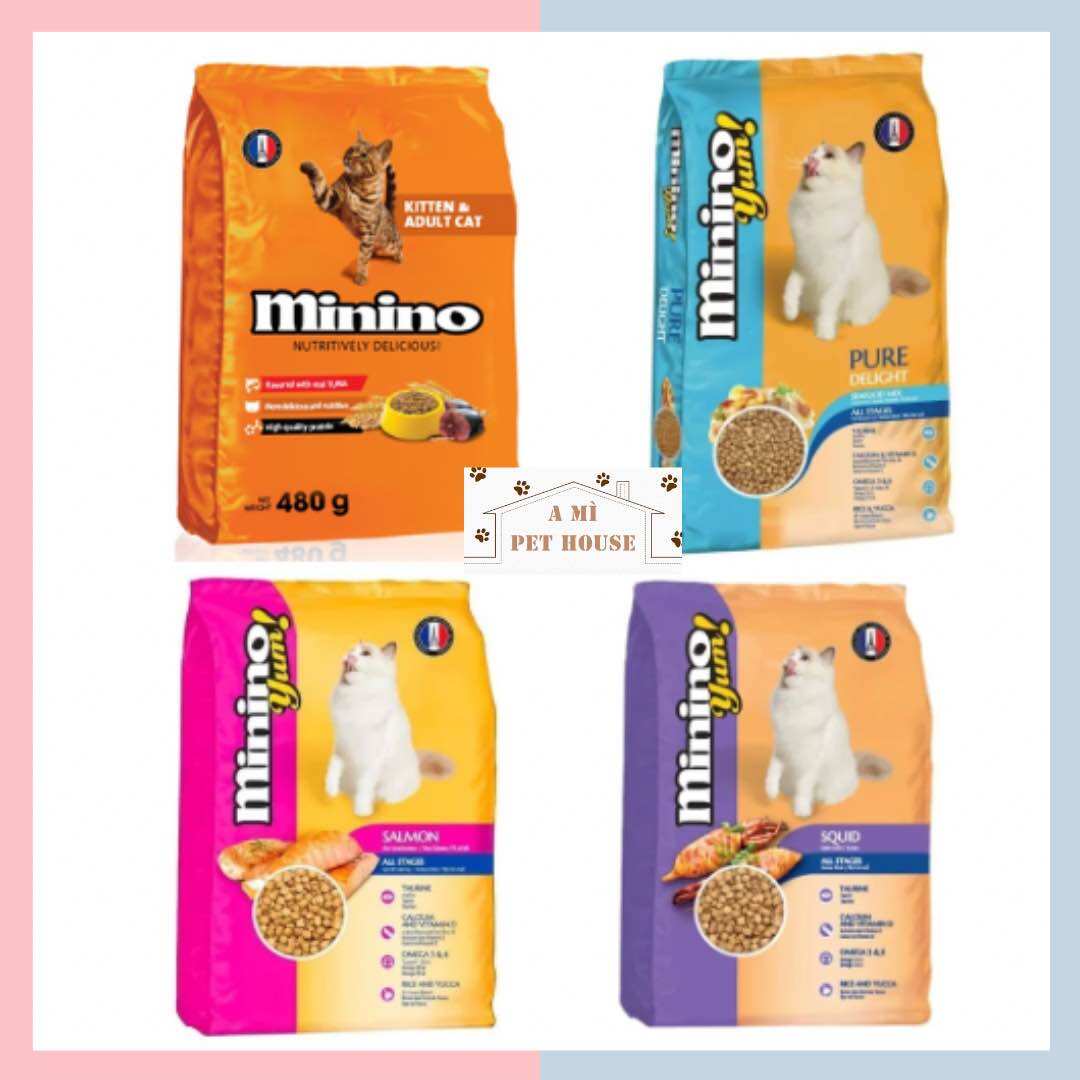Thức ăn cho mèo hạt khô Minino 4 vị đa dạng (350g - 480g)