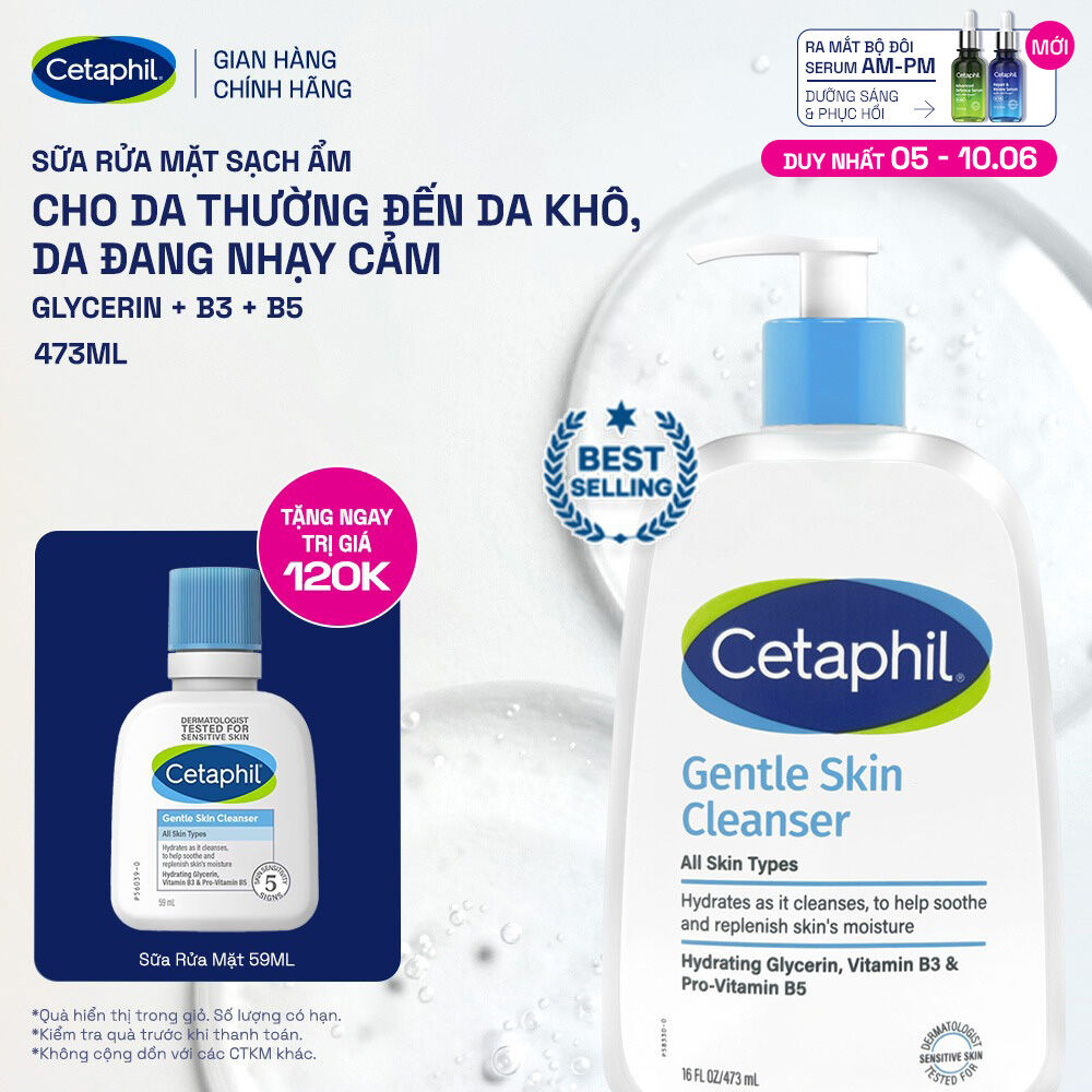 Sữa rửa mặt dịu lành cho da nhạy cảm Cetaphil Gentle Skin Cleanser 473ml