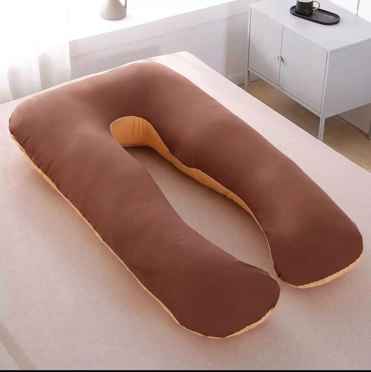 Gối ôm chữ U bà bầu vải nỉ nhung cao cấp,gối ôm bà bầu kích thước 120x60cm