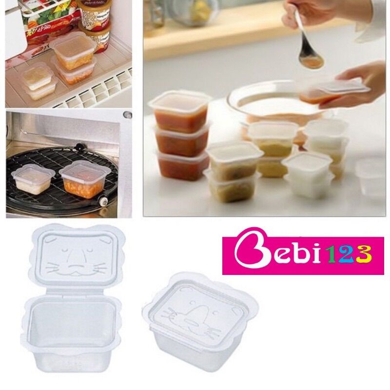 Combo 8 hộp trữ đông thực phẩm 100ml có nắp đậy, hoppj trữ đông kichi, hộp trữ đồ ăn dặm, trữ đông thực phẩm