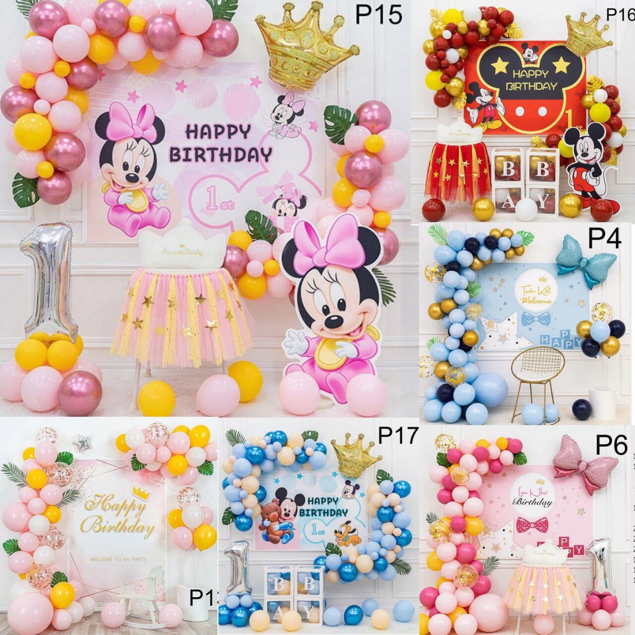 Set VIP Có Phông Backdrop như hình Bộ trang trí sinh nhật thôi nôi cho bé TH677