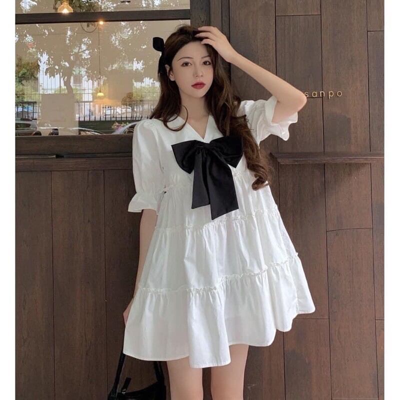 Đầm trắng baby doll xinh iu