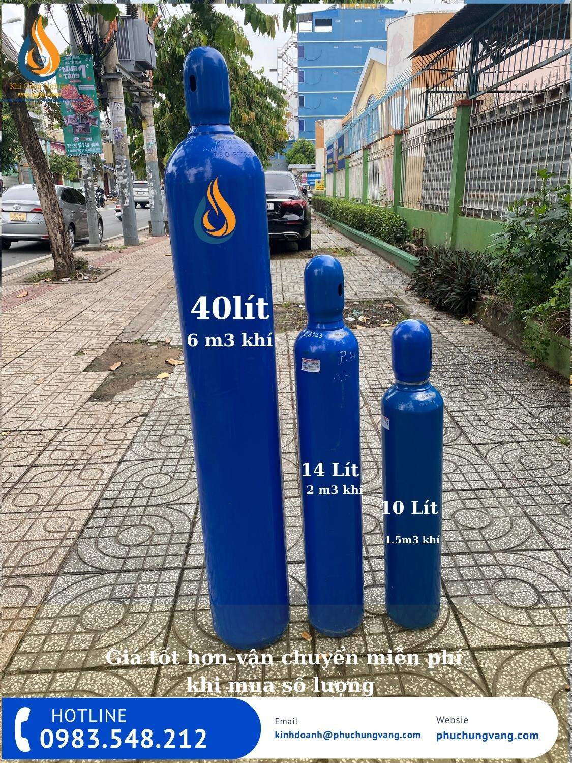 Bình Khí Argon 10Lít Đã Nạp Khí (1.5m3 Khí) - Hàn Tig