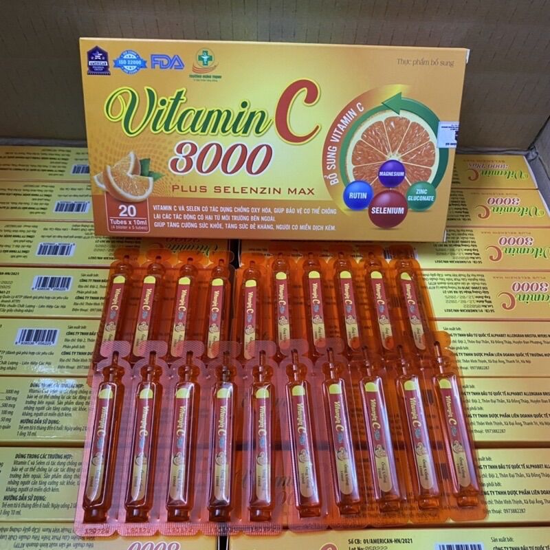Siro vitamin c 3000 plus selezin max -hộp 20 ống - bổ sung vitamin c tăng cường sức đề kháng cho cơ thể
