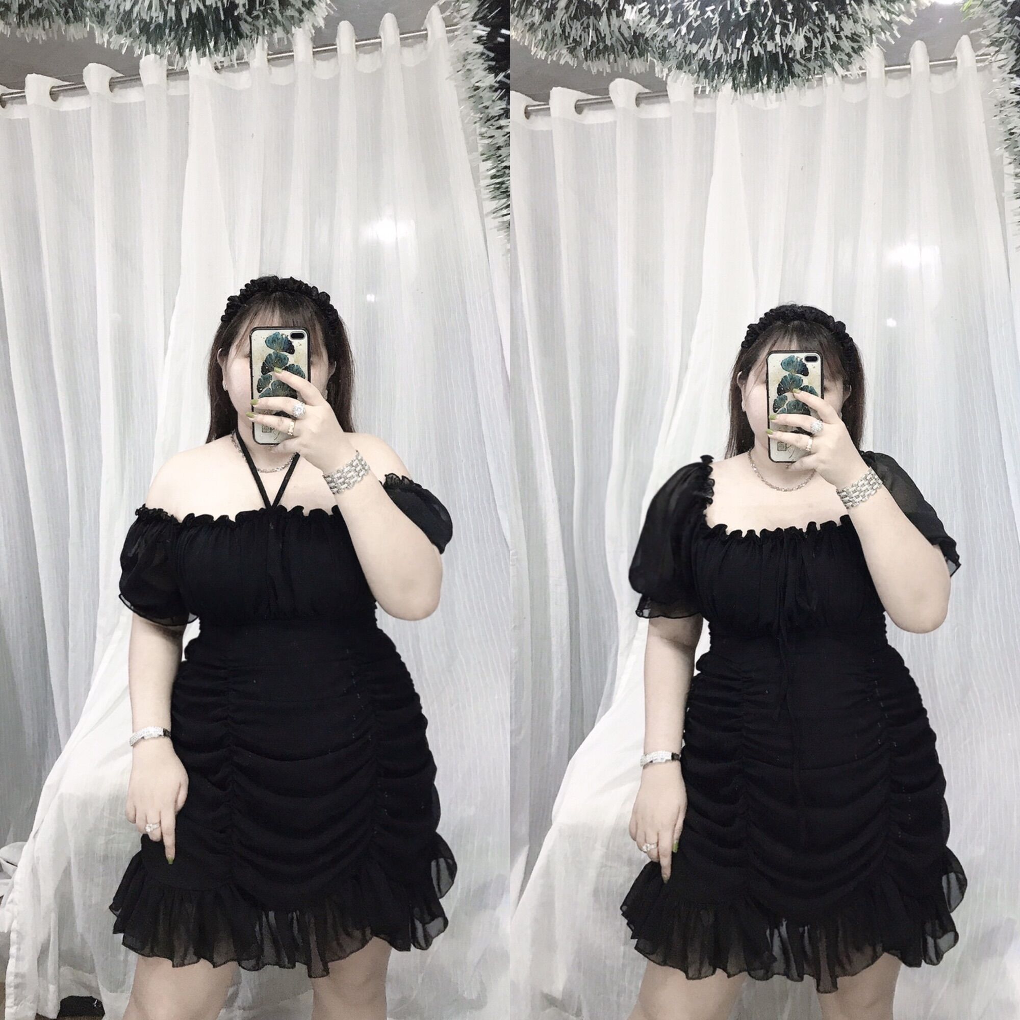 Đầm voan phom nhún