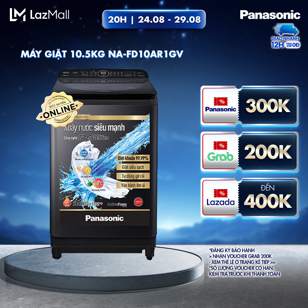 [Trả góp 0%] Máy Giặt Cửa Trên Panasonic 10.5KG 11.5KG NA-FD10AR1GV/ NA-FD11AR1GV- Xoáy nước diệt khuẩn 99.6% - Bảo Hành Chính Hãng 12 tháng