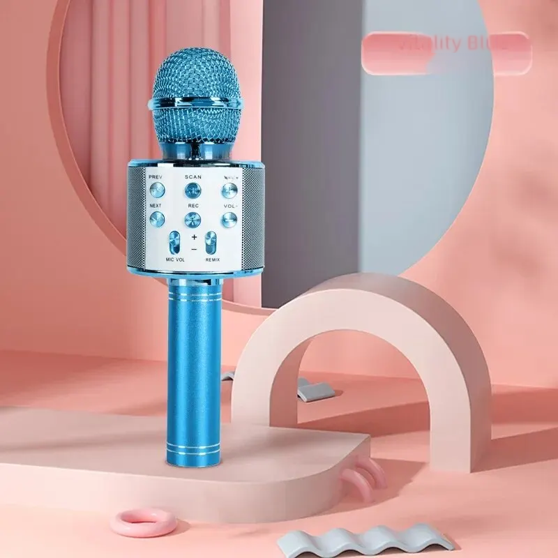 Loa bluetooth không dây di động có micro 1 hộp âm thanh karaoke 858 cho phát sóng trực tiếp ngoài trời ktv mic cầm tay