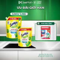 Nước Rửa Chén Bát Sunlight Chanh 100 Sạch Nhanh Xả Bọt Nhanh Rửa Sạch Dầu Mỡ | Túi 3.5KG/3.1KG