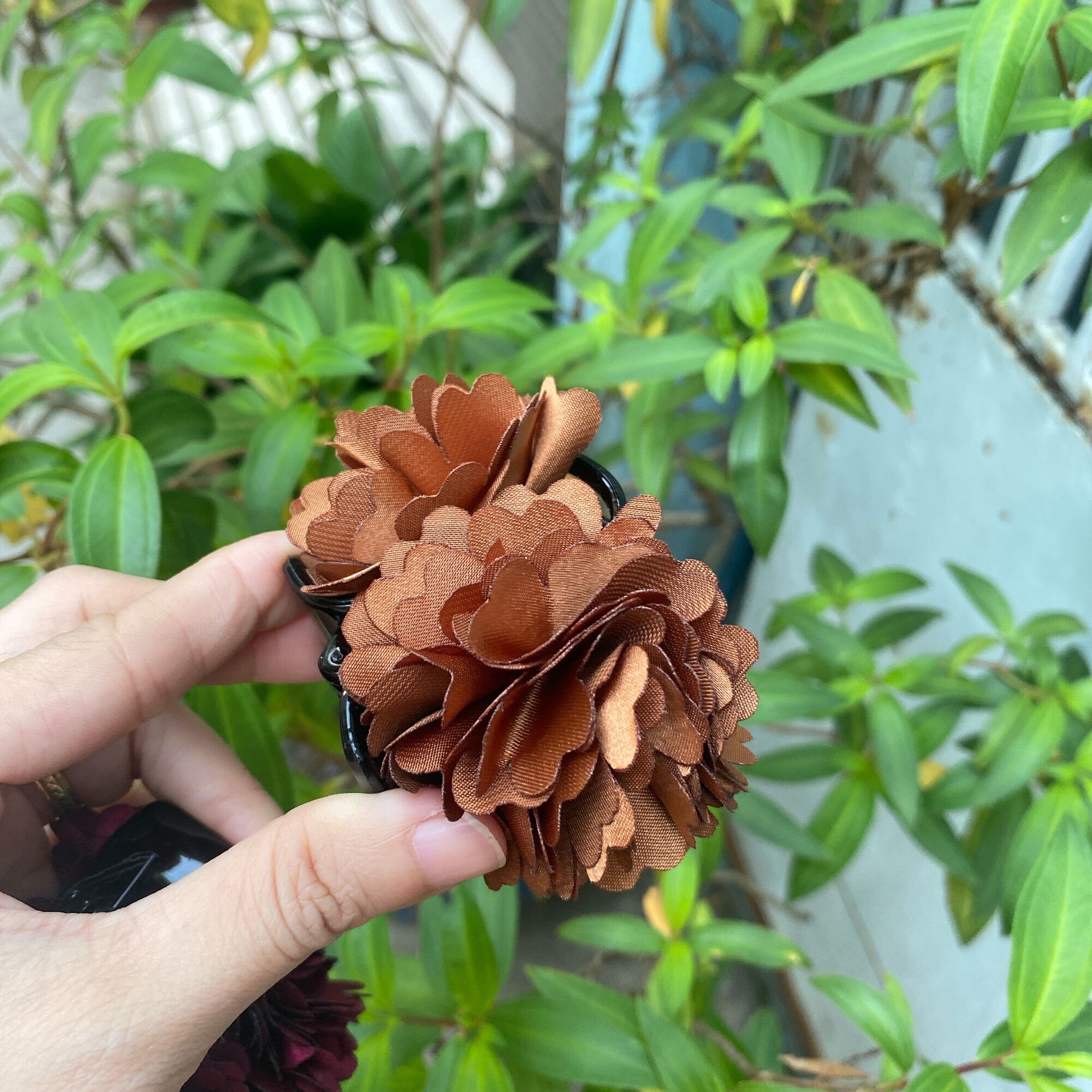 Mới_Kẹp 5 răng gắp tóc hoa hồng handmade đáng yêu cho nữ