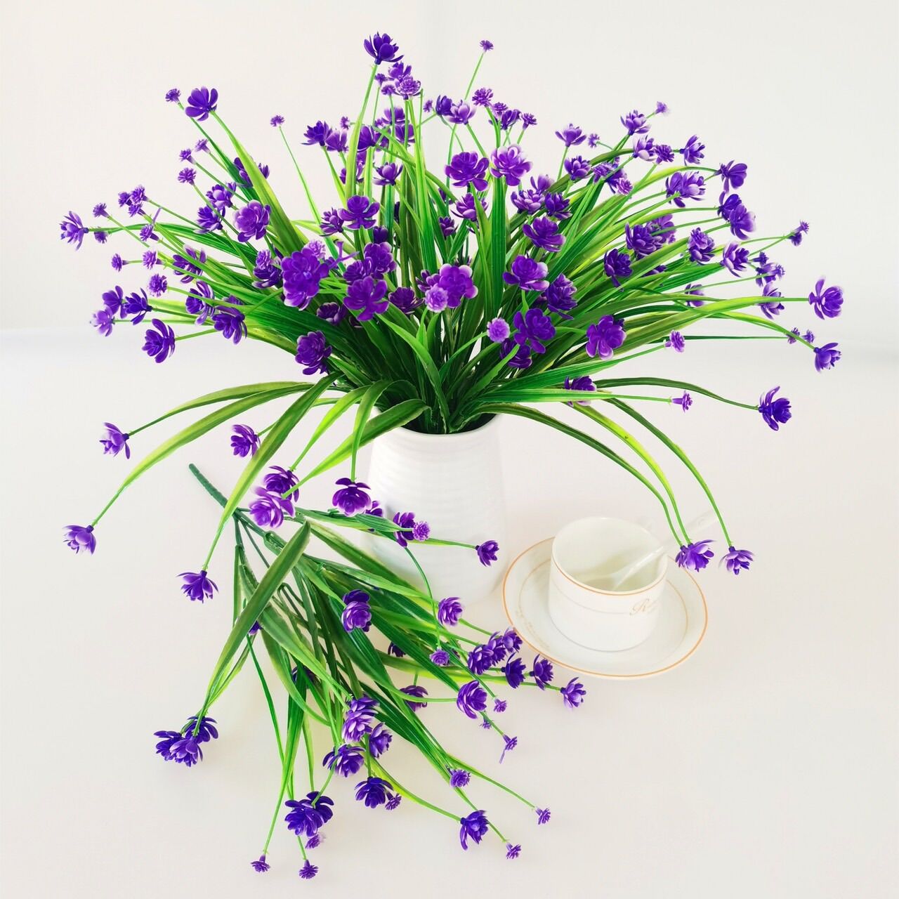 Cụm hoa giả cắm trang trí cắm điểm chậu hoa lan handmade S0695 (cỏ hoa đá)