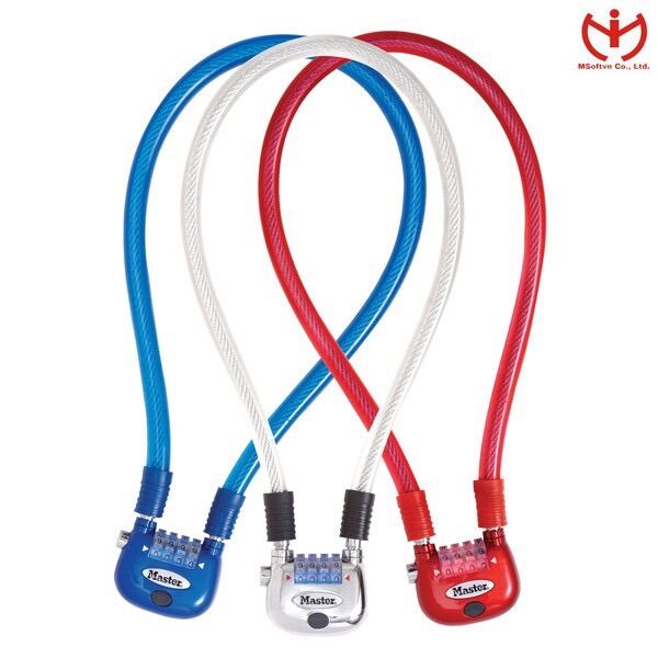Khóa số dây cáp có đèn master lock 8213 eurdpro dài 65cm - luto shop
