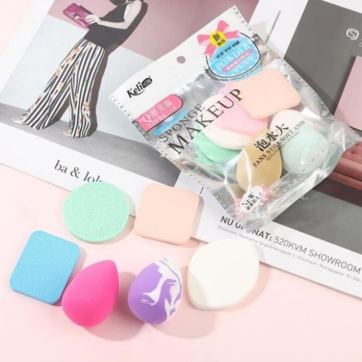 Sét 6 miếng bông đánh phấn nền ,mút trang điểm đánh phấn