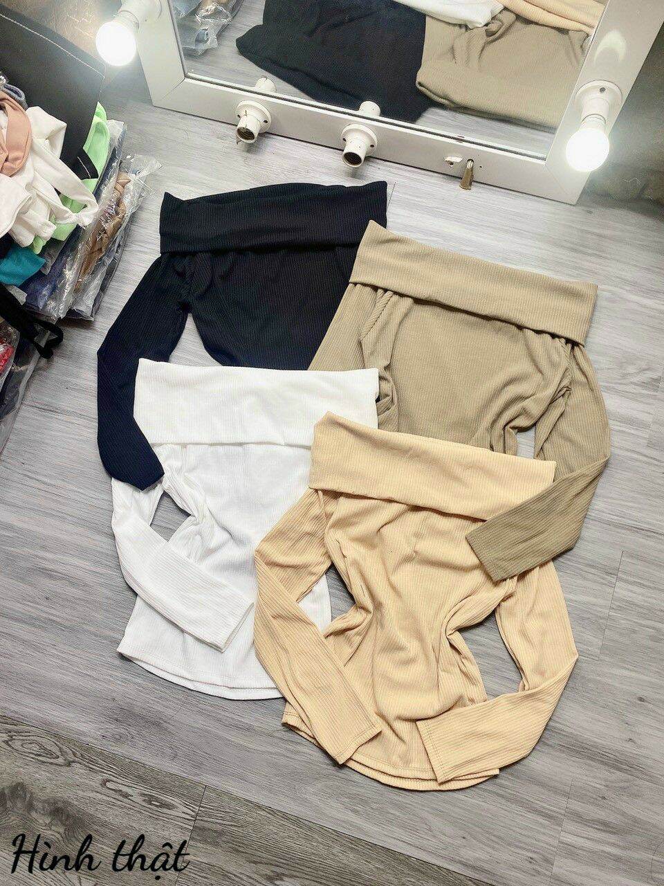 Áo bẹt vai tay dài len siêu đẹp