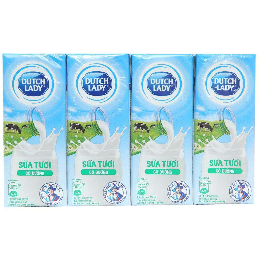Lốc 4 hộp sữa Dutch lady Cô gái hà lan 180ml
