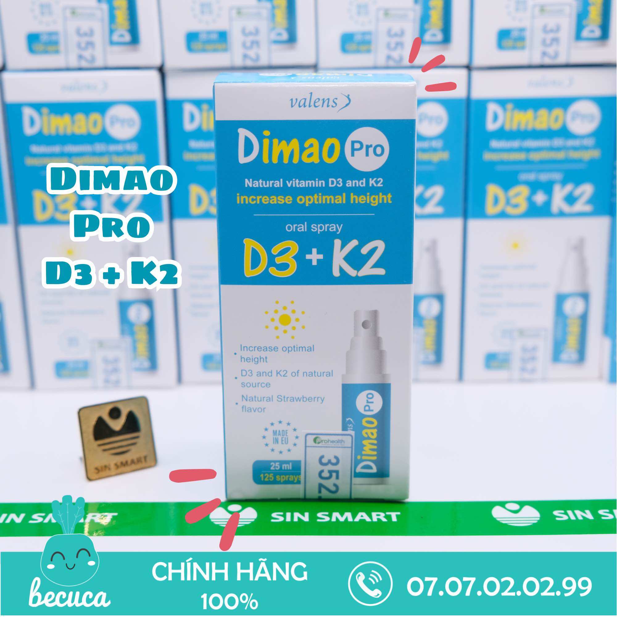 Dimao pro d3k2 - tăng chiều cao vượt trội cho trẻ từ 0-12 tuổi lọ 25ml k2 d3 dimao