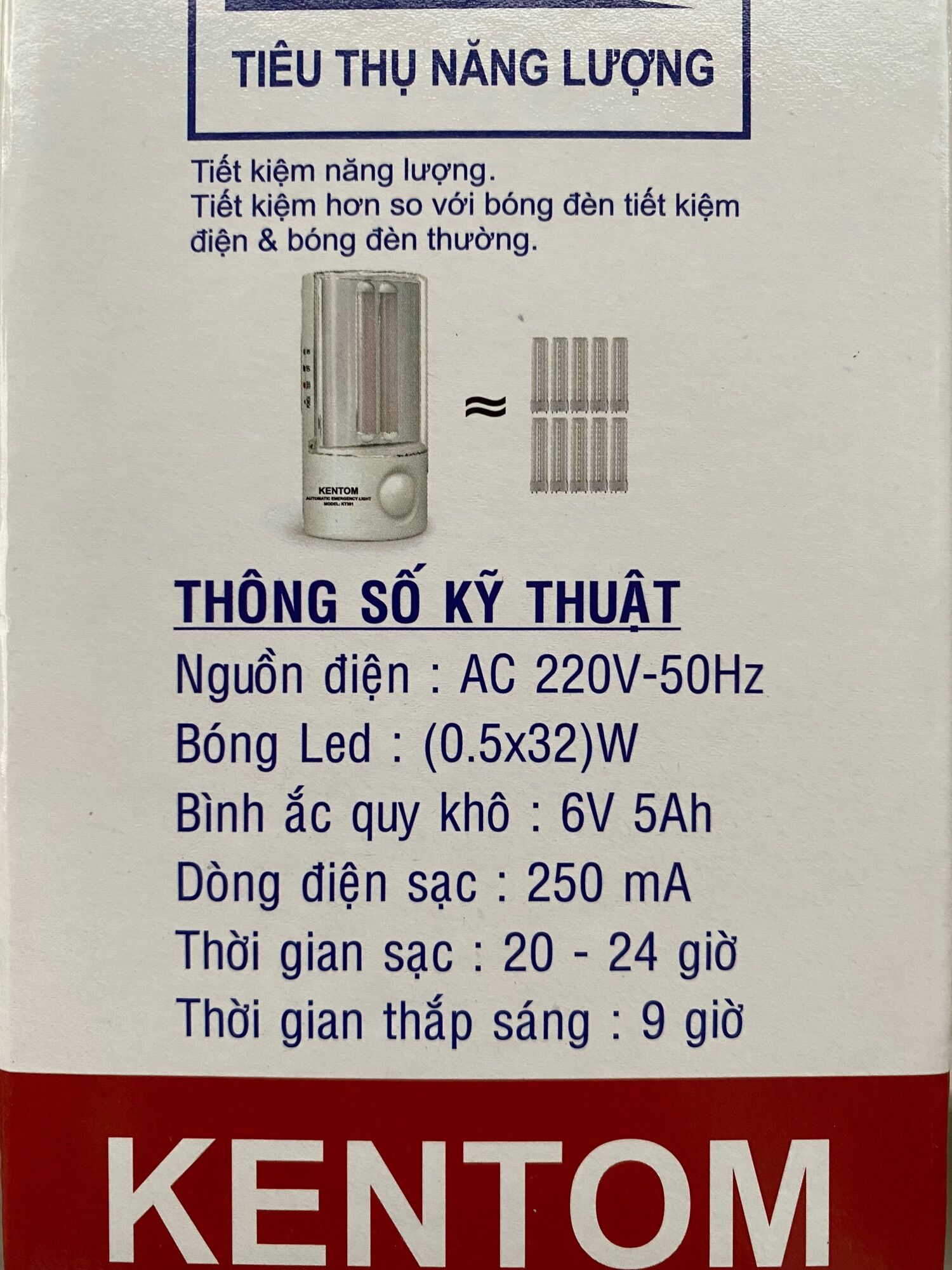 Đèn sạc khẩn cấp KENTOM KT301