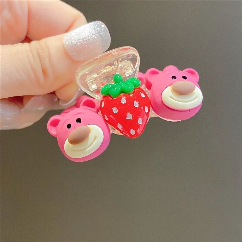 Kẹp tóc mini hình gấu và dâu tây phong cách hàn quốc dễ thương