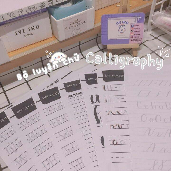 Bộ luyện chữ Calligraphy Lettering Practice Worksheet - 7 bộ cho bạn lựa chọn | IVI IKO