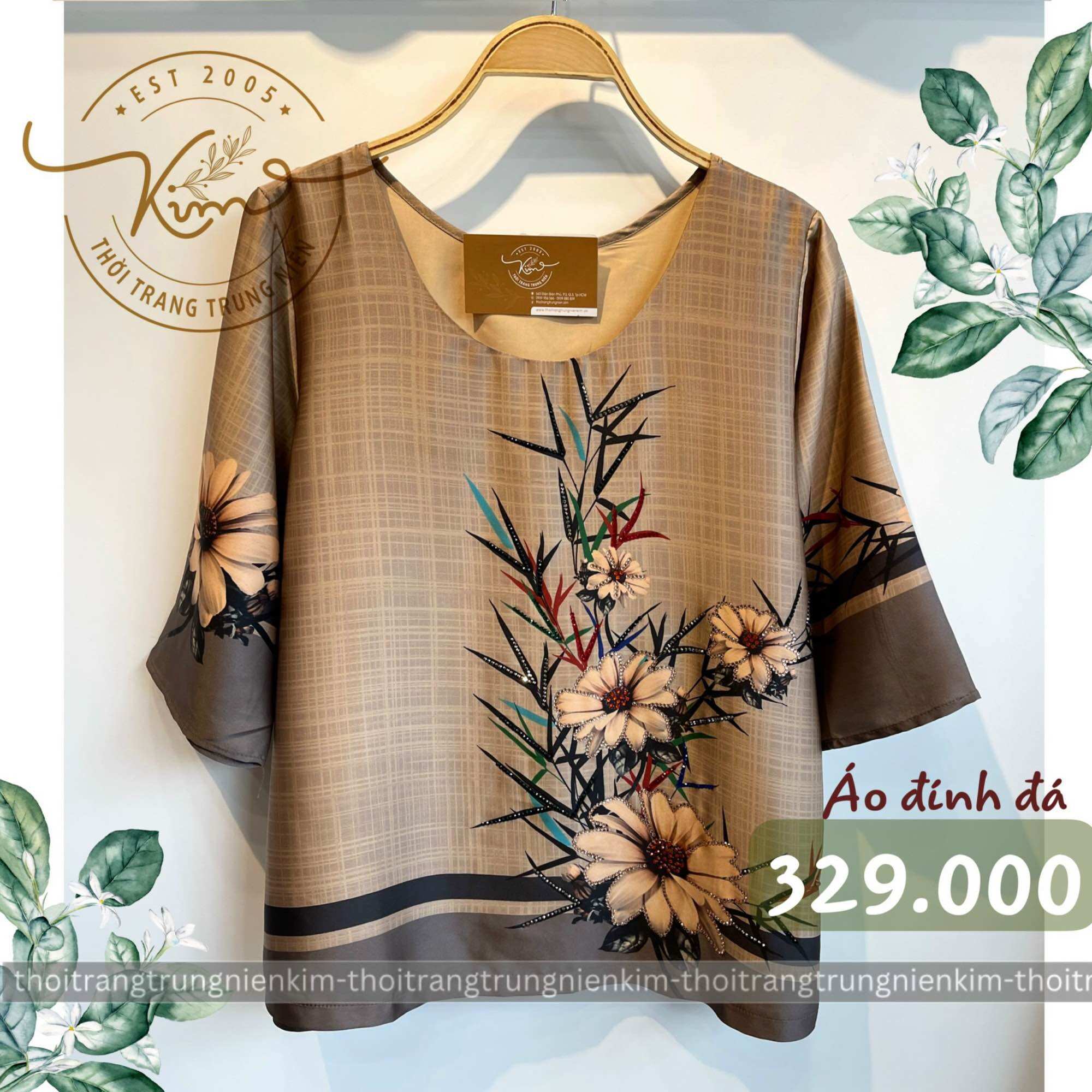 Sét bộ áo lụa trung niên họa tiết đính đá kèm quần tây chất liệu cao cấp sang trọng Bigsize phù hợp mọi lứa tuổi