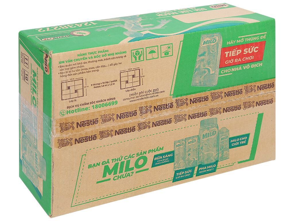 Thùng 48 hộp sữa milo 180ML ít đường
