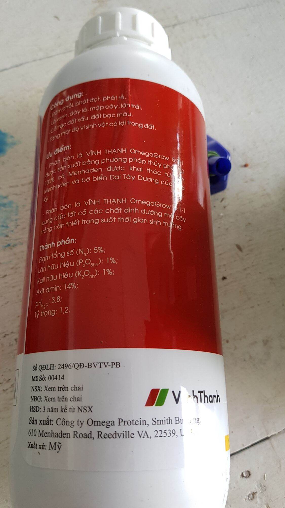 Phân bón lá NPK OMEGAGROW Plus 3-1-1 (1lít) giúp xanh lá, dày lá, phát rễ, mập cây,