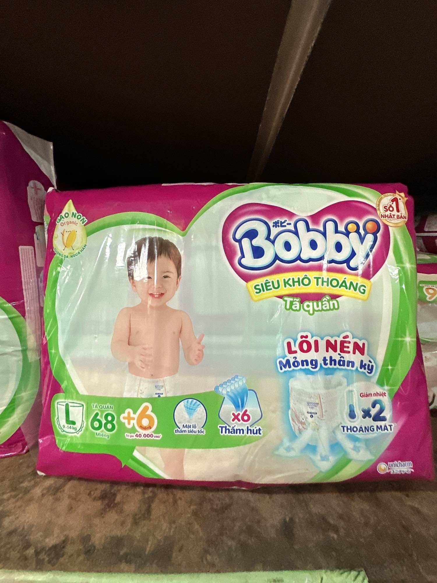 [TẶNG 8 MIẾNG] Tã quần BOBBY Size L 68 Miếng (9-13kg)