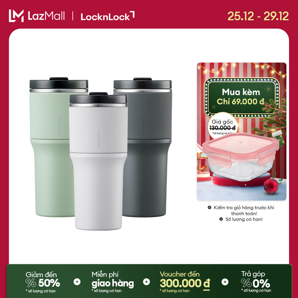  LHC4277 - Bình giữ nhiệt LocknLock Metro Drive 650ml kèm ống hút và cọ rửa - Nắp trong suốt thân bình thép không gỉ - Hàng chính hãng 