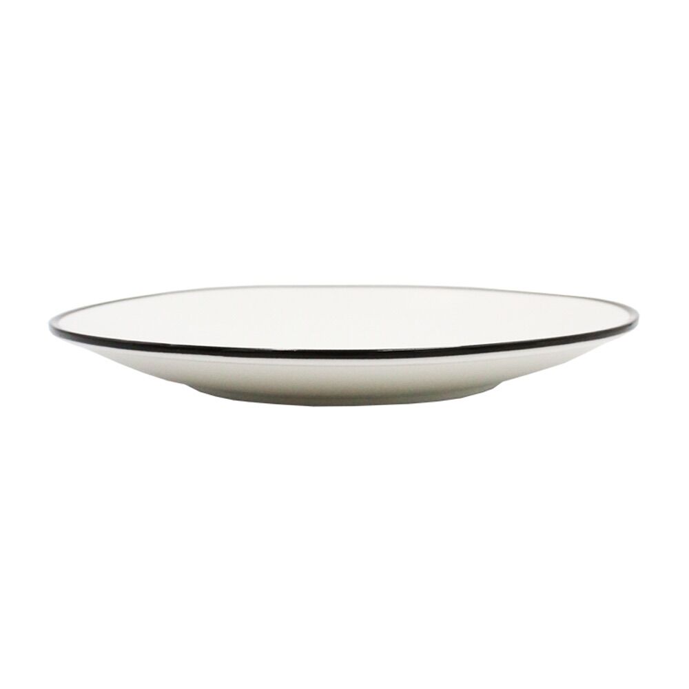 Combo 2 đĩa | nid | sứ trắng bóng viền đen | ø16x1.8cm