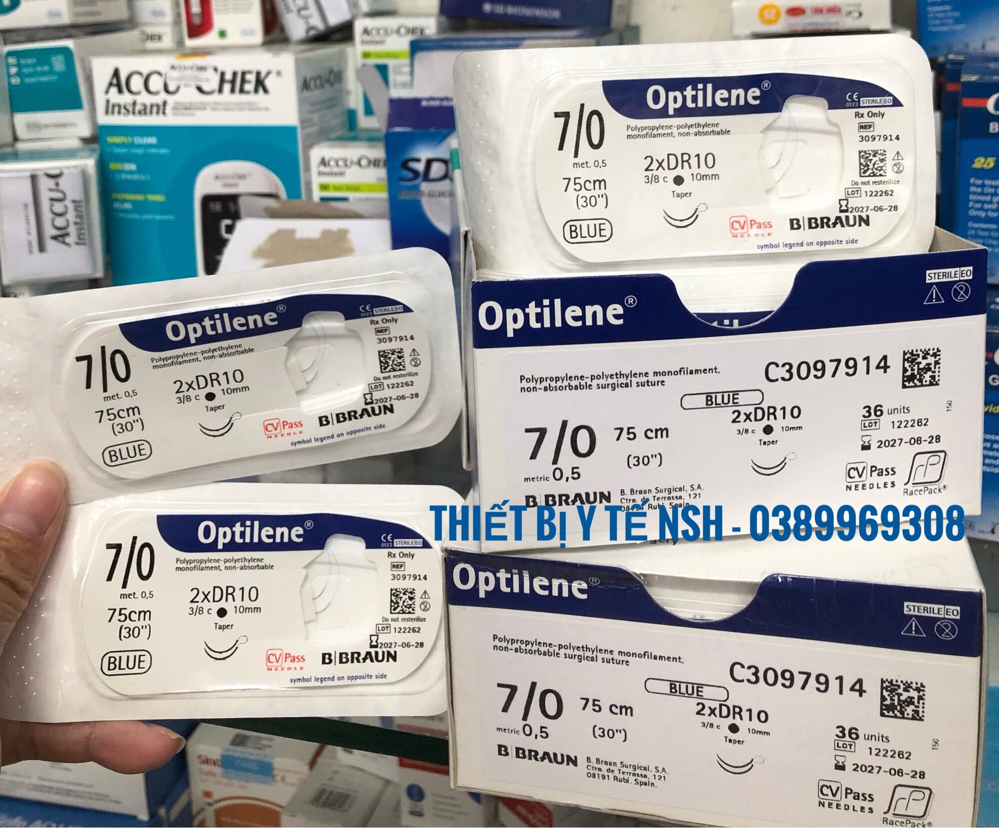❤ chỉ khâu phẫu thuật thẩm mỹ nhấn mí optilene 6/0 7/0 chỉ khâu phẫu thuật premillene 6/0 7/0 - optilene 6/0 7/0 của b.braun b braun