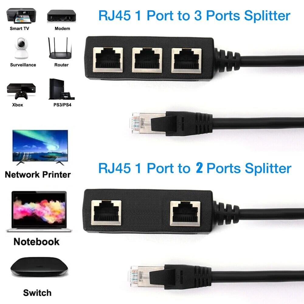 Rj45 1 để 2 / 1 để 3 cách Splitter nối network Adapter Cat5 Cat6 CAT7 LAN Cáp Ethernet cho mạng mở rộng