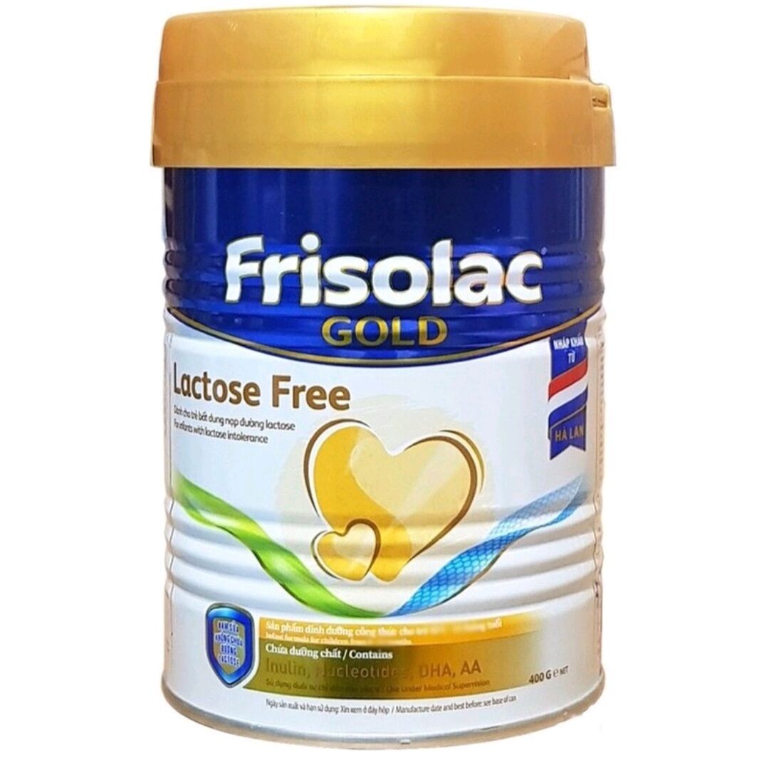 1 lon sữa bột Frisolac gold lactose free 400g dành cho bé bất dung nạp đường lactose date mới