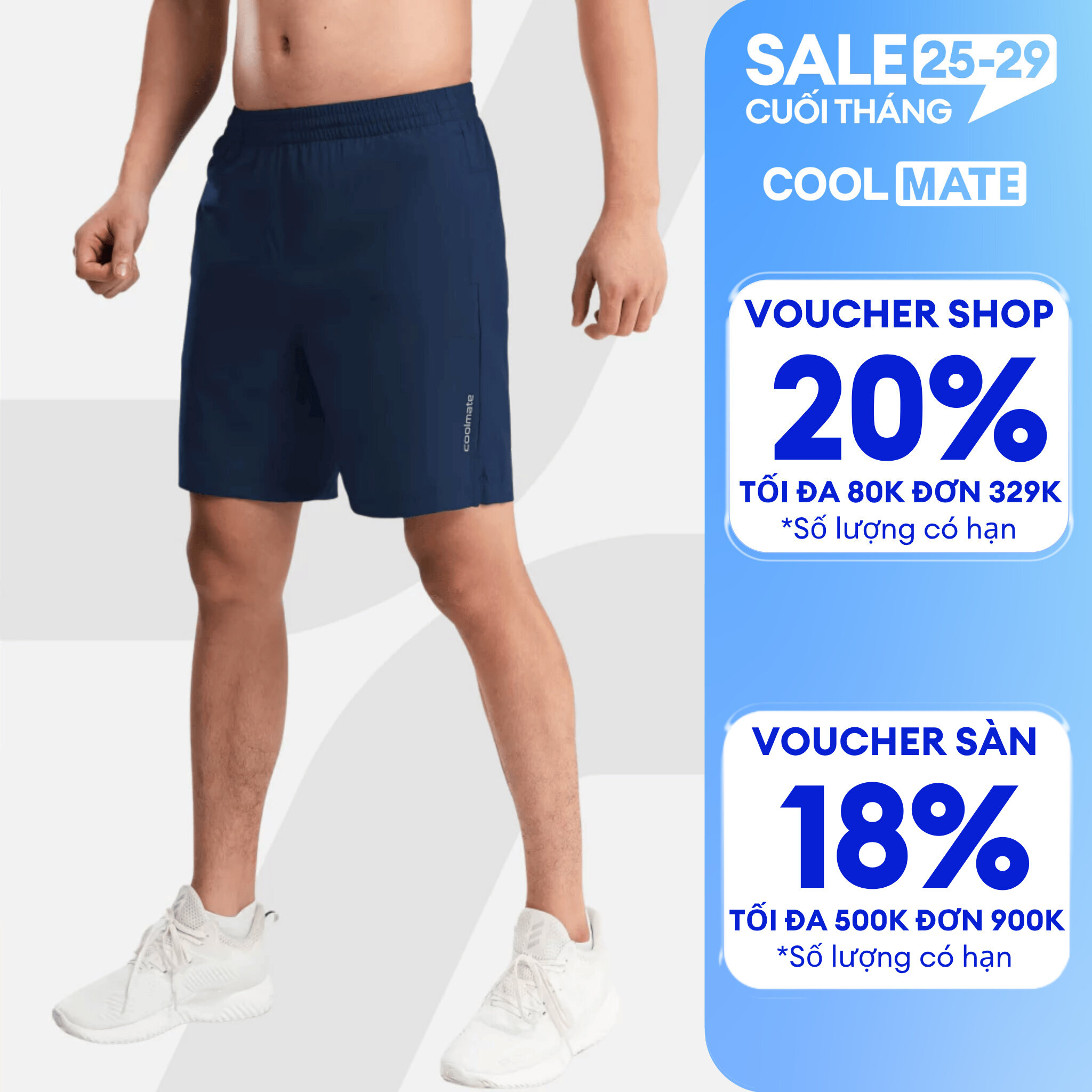 Quần short thể thao nam 7inch Ultra Short có túi khóa kéo, quần đùi đa năng tập Gym, Pickleball, chạy bộ mềm, nhẹ, thoải mái vận động  Coolmate