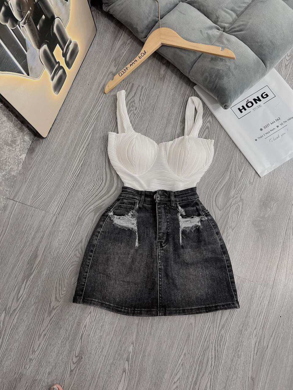 CHÂN VÁY JEAN CAO CẤP CHUẨN SHOP