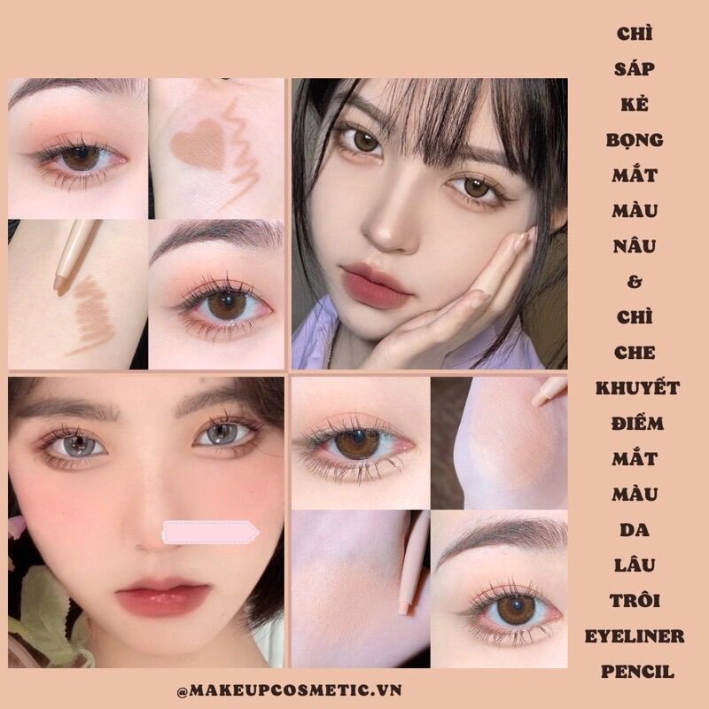Chì kẻ bọng mắt màu nâu - che khuyết điểm màu kem lâu trôi eyeliner pencil
