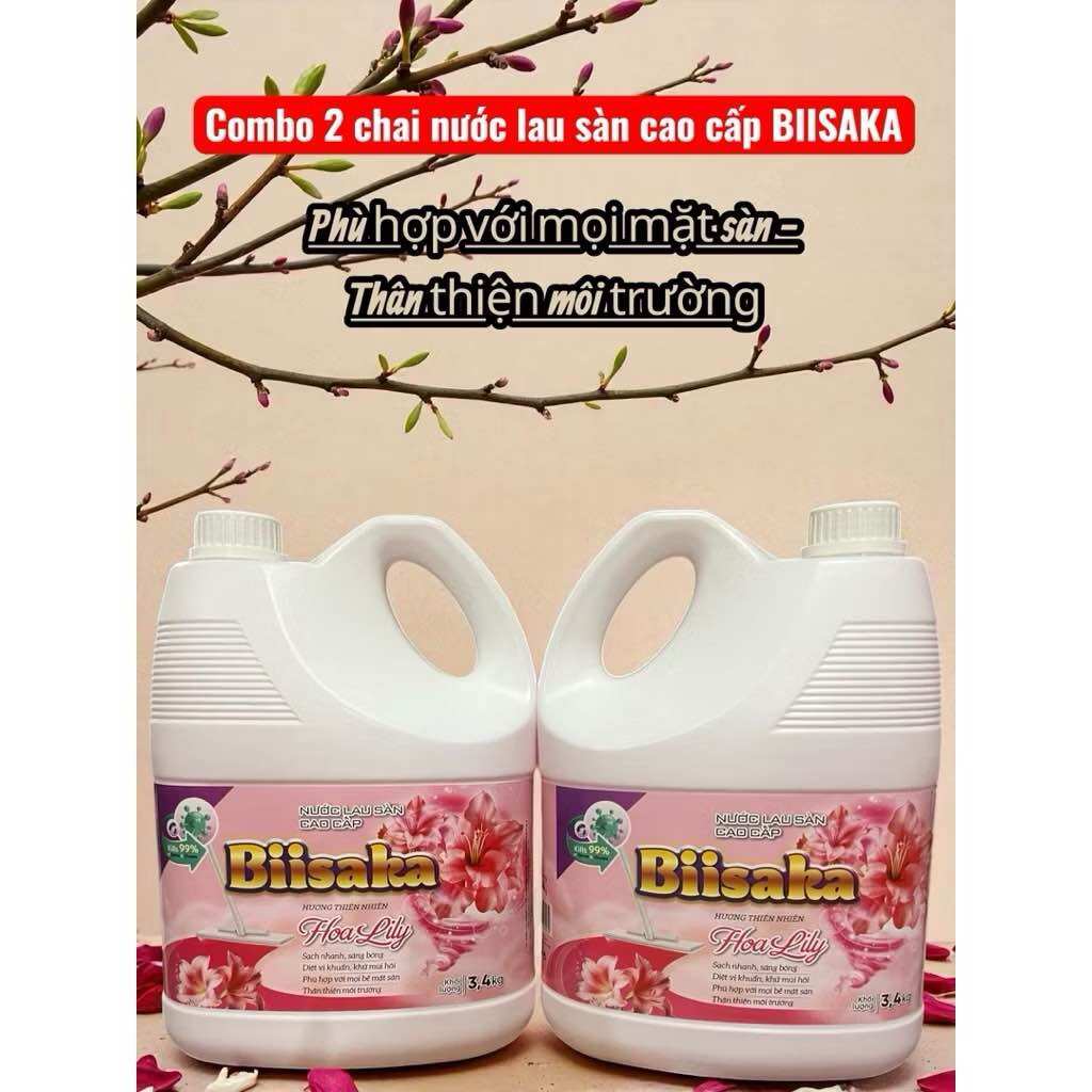 Combo of 2 Bottles of Premium Floor Cleaning Water Biisaka Lily Scent (Total 6kg8)