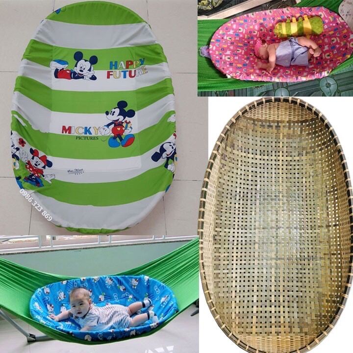 Nôi tre sạch dằm và Nệm bọc nôi size 60*90cm