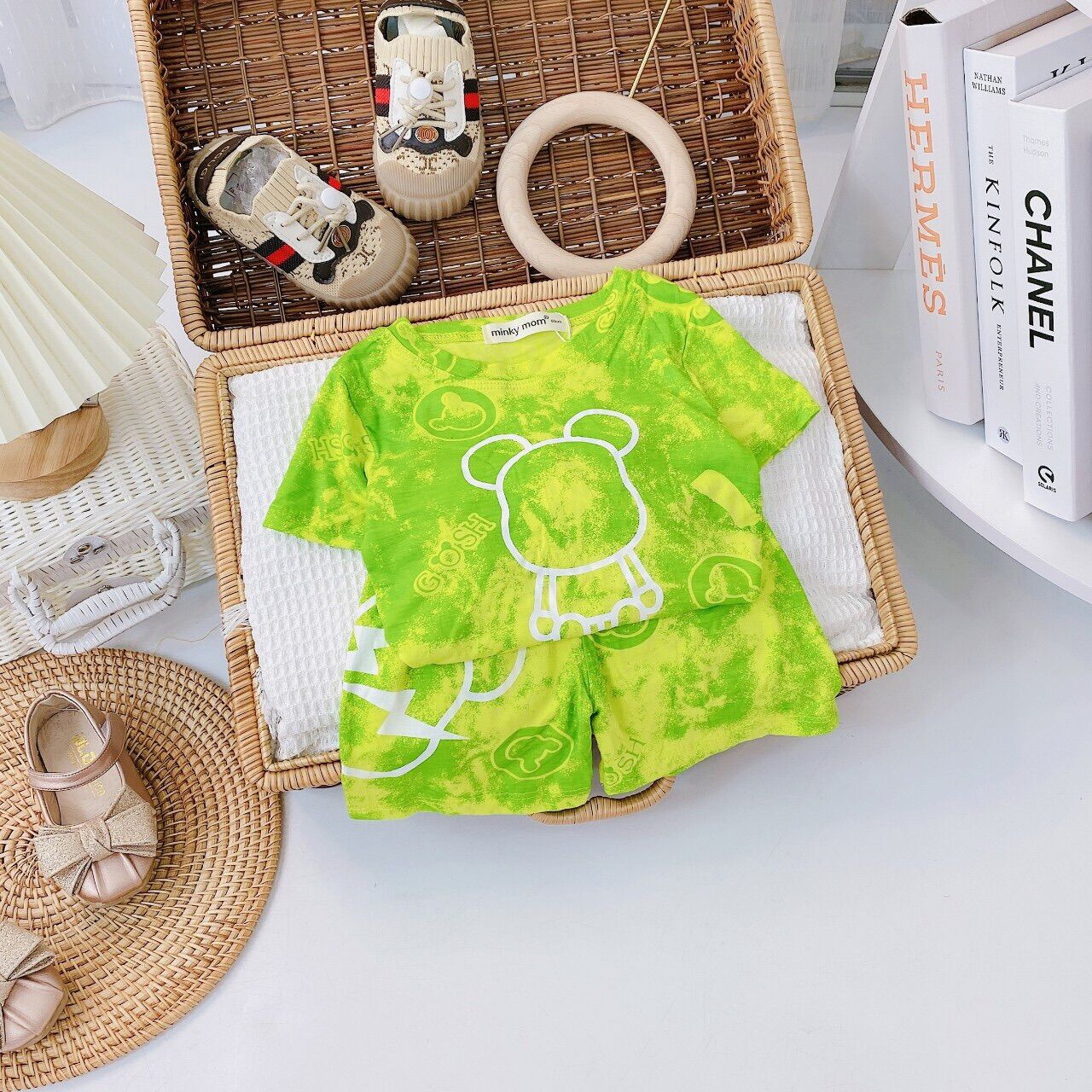 Bộ cộc tay thun lạnh minky cho bé